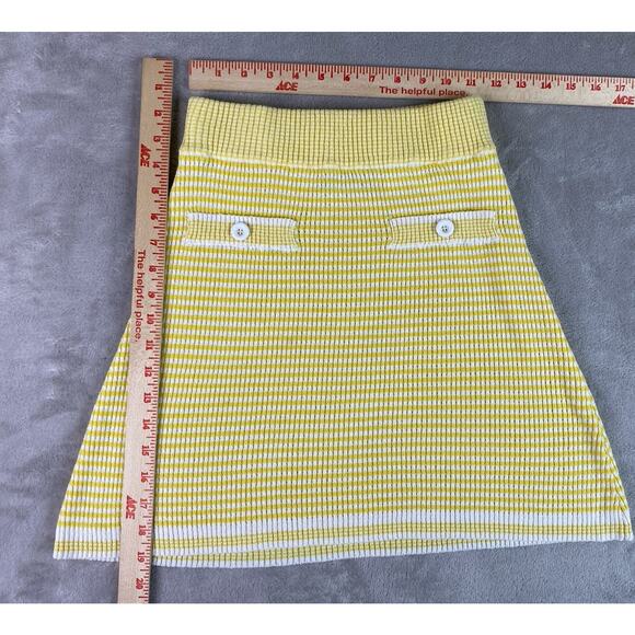 Cider | Womens | Striped Knit Mini Skirt | Small | Yellow / White | Rare - Picture 9 of 10